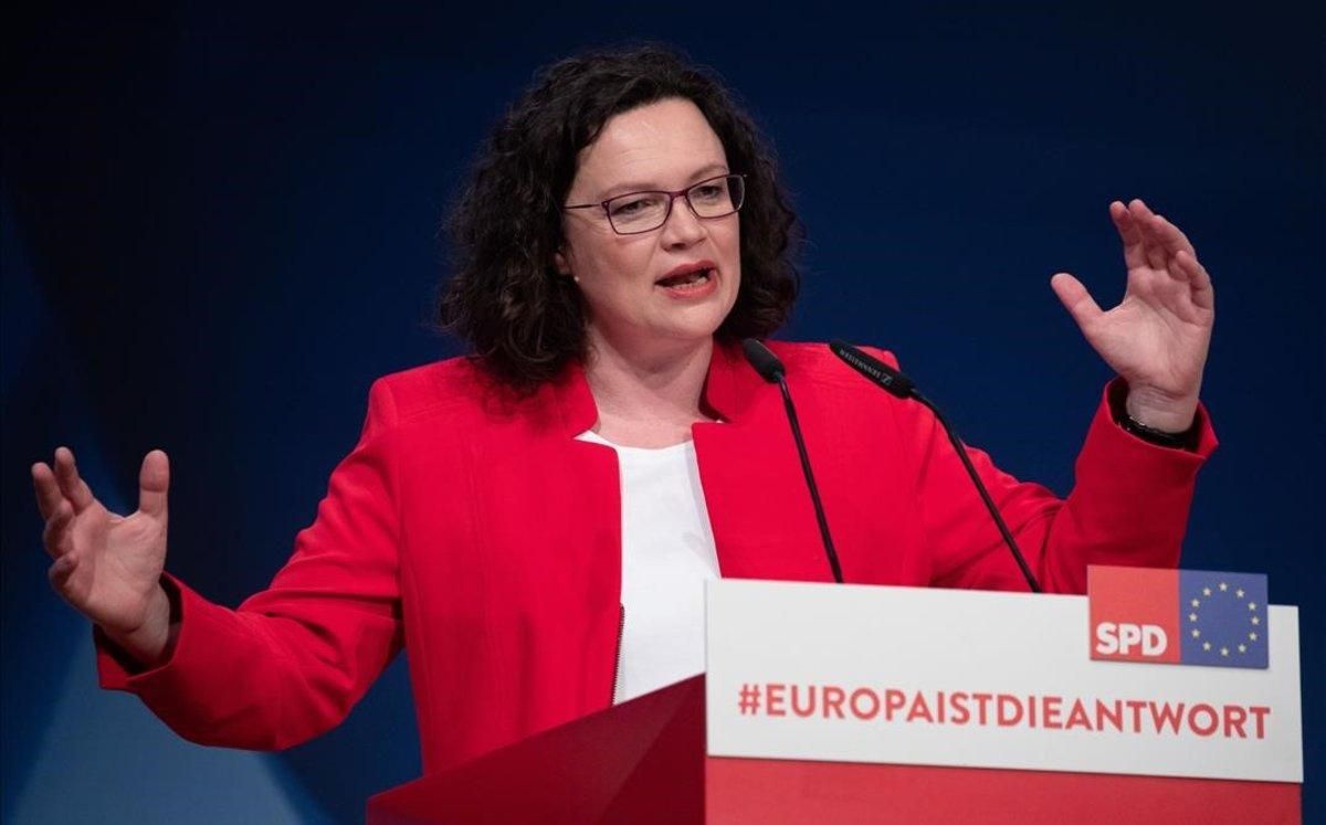 La líder del SPD alemán Andrea Nahles. La líder del SPD alemán Andrea Nahles.