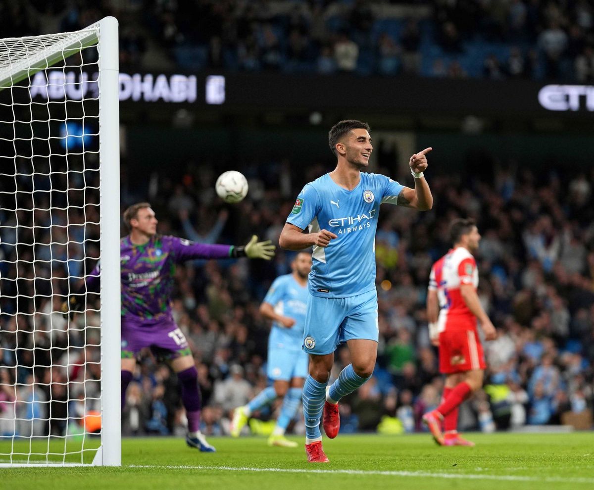 Ferran Torres celebra un gol con el City. Ferran Torres celebra un gol con el City.