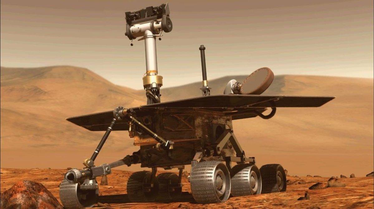 Ilustración del Opportunity en la superficie marciana