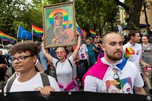 Manifestación en 2019 contra las leyes que discriminan a los homosexuales en Polonia