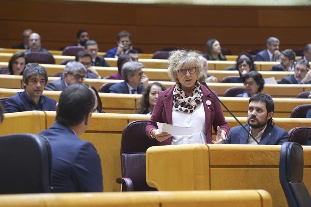 Mirella Cortés, portavoz de ERC en el Senado, se dirige al presidente del Gobierno, Pedro Sánchez, en la sesión de control al Ejecutivo en la Cámara alta del 25 de febrero de 2020. Mirella Cortés, portavoz de ERC en el Senado, se dirige al presidente del Gobierno, Pedro Sánchez, en la sesión de control al Ejecutivo en la Cámara alta del 25 de febrero de 2020.