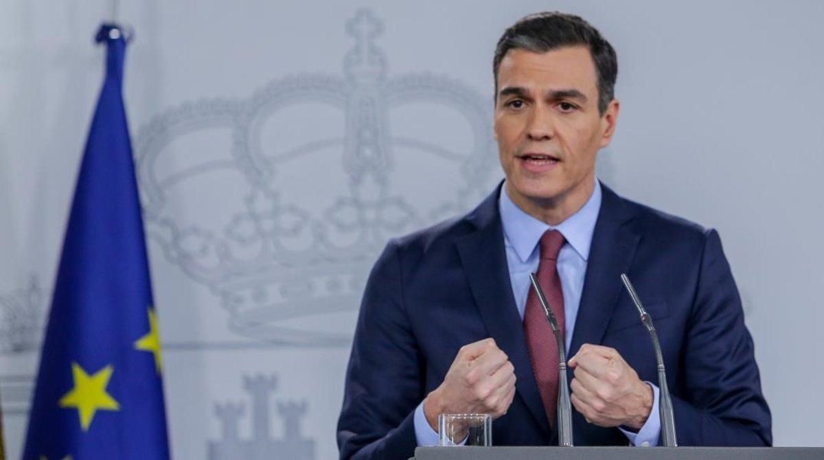 El presidente del Gobierno, Pedro Sánchez, en su comparecencia este jueves desde la Moncloa. El presidente del Gobierno, Pedro Sánchez, en su comparecencia este jueves desde la Moncloa.