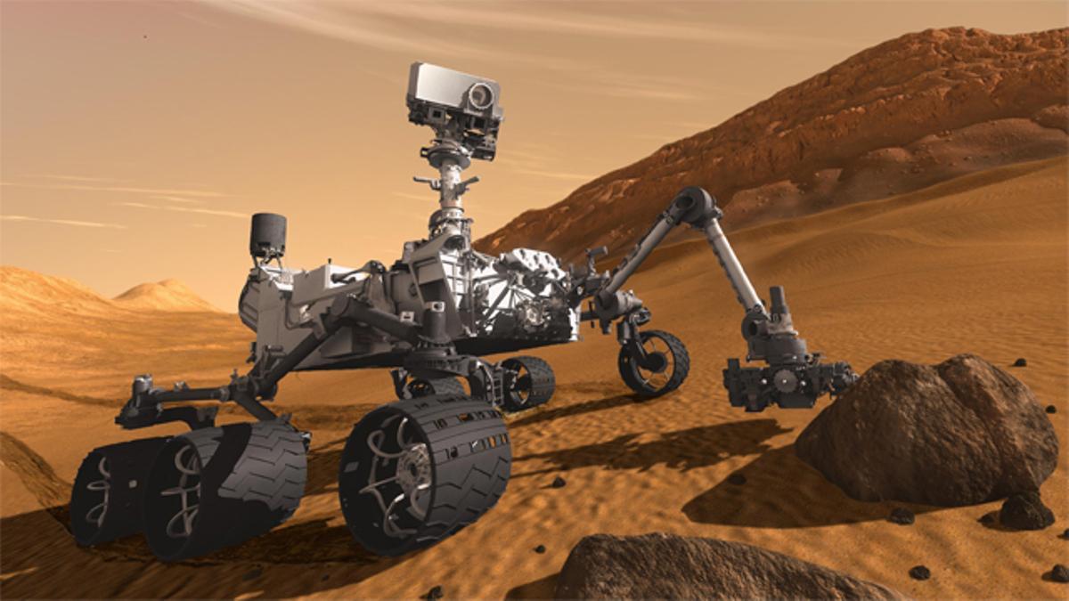 Imagenes de la simulación del aterrizaje del ’Curiosity’ en Marte.