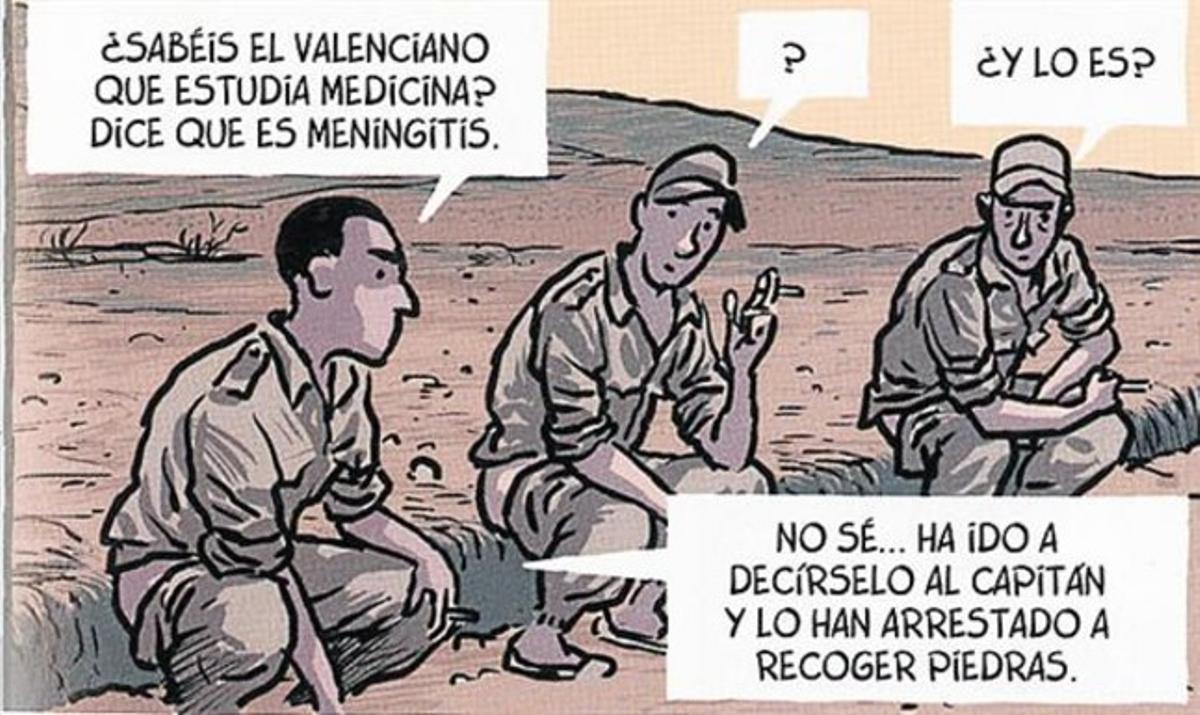 El dibujante Jaime Martín, ayer en Barcelona, dando la espalda a una escopeta (de mentira).