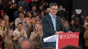 Pedro Sánchez participa en un evento del PSOE para la presentación de Reyes Maroto como candidata a la Alcaldía de Madrid.