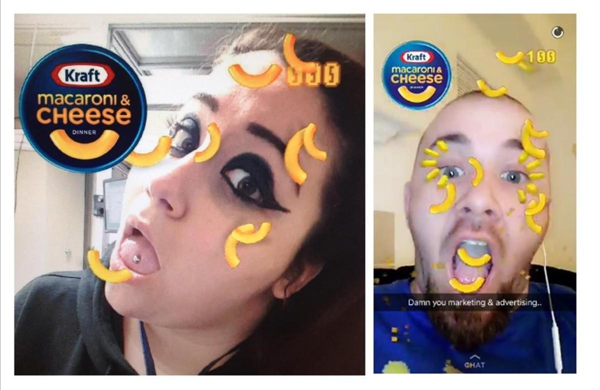 Filtro con un anuncio de un aperitivo sobre usuarios de Snapchat.