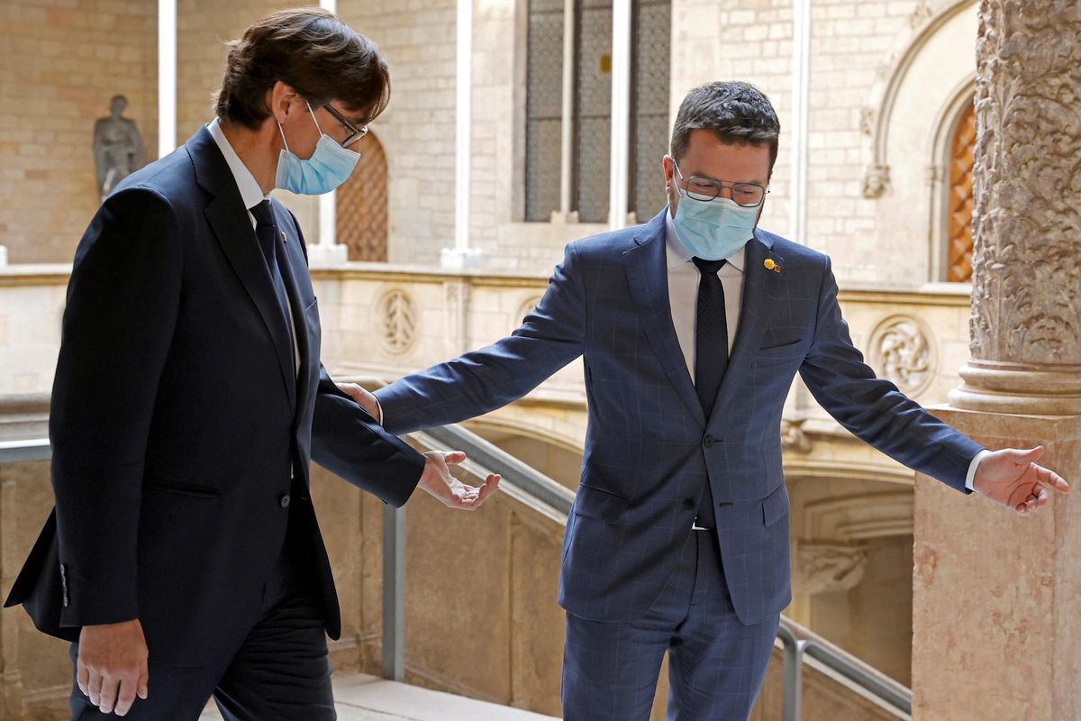 El ’president’ de la Generalitat, Pere Aragonès, y el líder del PSC, Salvador Illa. El ’president’ de la Generalitat, Pere Aragonès, y el líder del PSC, Salvador Illa.