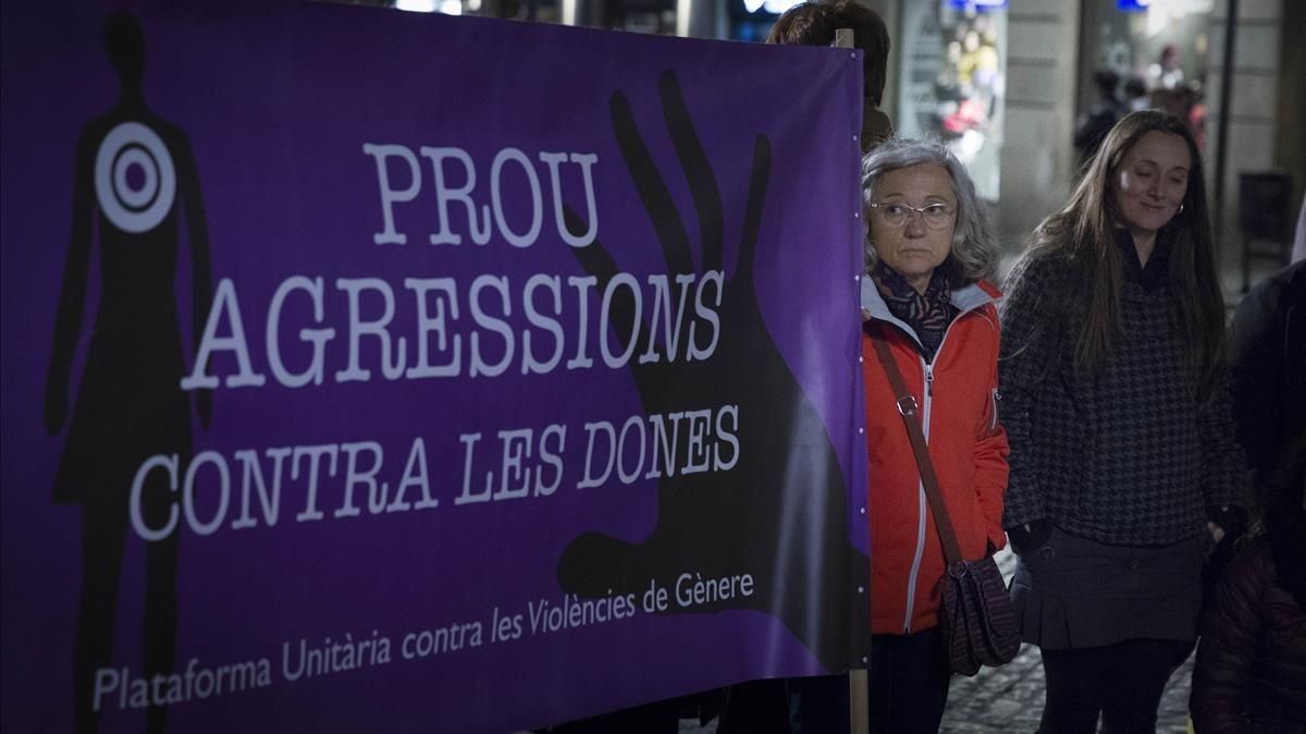 Manifestación contra la violencia machista en Barcelona, en febrero del 2016. Manifestación contra la violencia machista en Barcelona, en febrero del 2016.