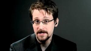 Edward Snowden, ex trabajador de la CIA y la NSA, en el transcurso de su ponencia en el Web Summit de Lisboa.