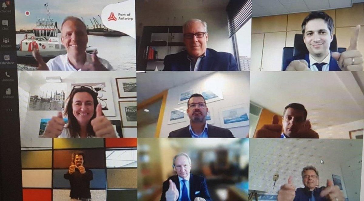 Videoconferencia entre los responsables de los principales puertos internacionales. Videoconferencia entre los responsables de los principales puertos internacionales.