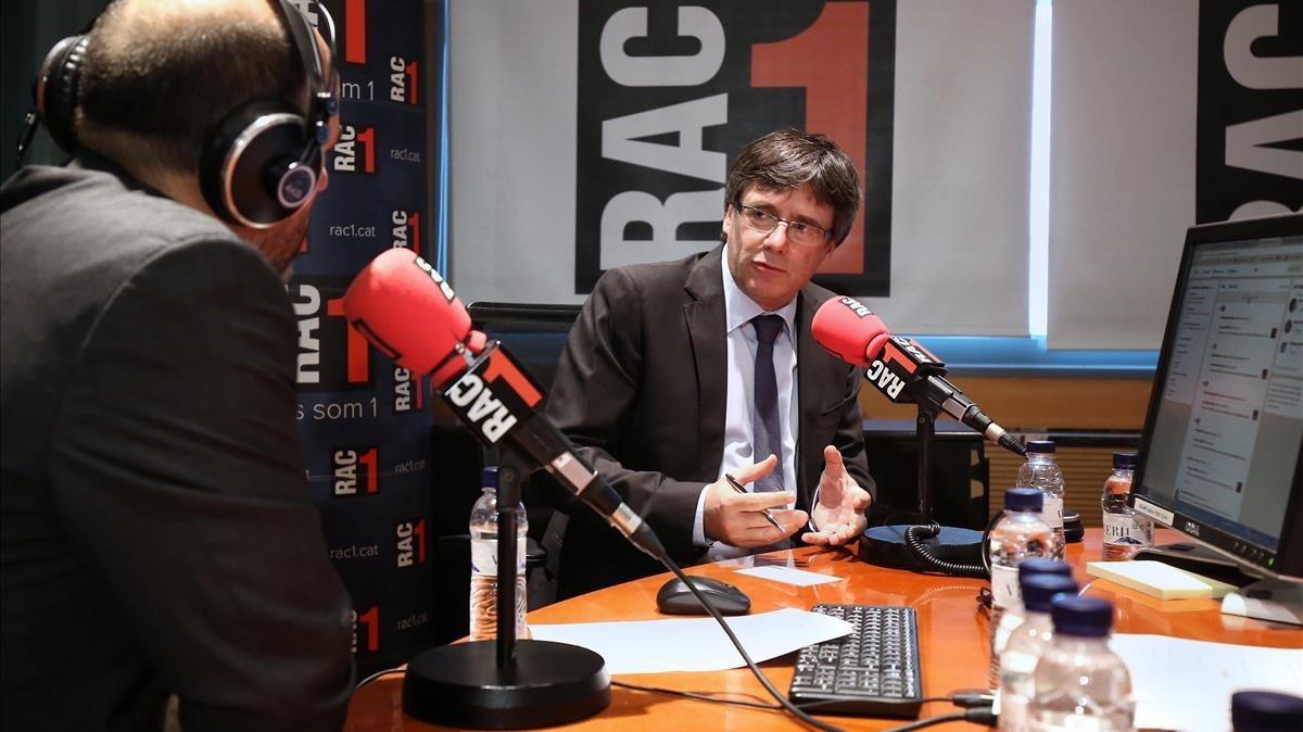 El ’expresident’ Puigdemont, en un programa de radio de RAC1.