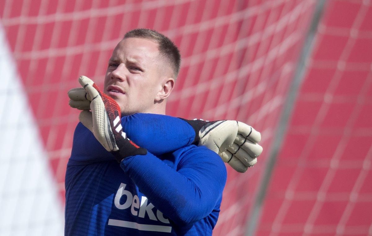 El portero del Barça Ter Stegen durante un entrenamiento. El portero del Barça Ter Stegen durante un entrenamiento.