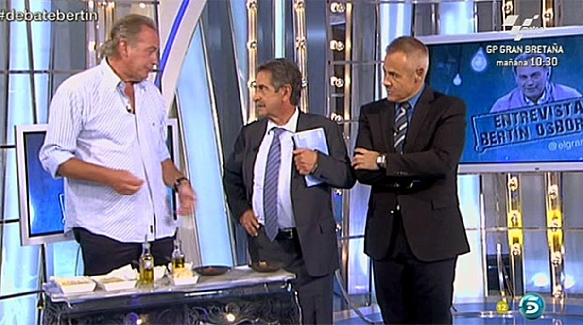 Jordi, Bertín y Revilla, ante una mesa de anchoas (`El gran debate¿).