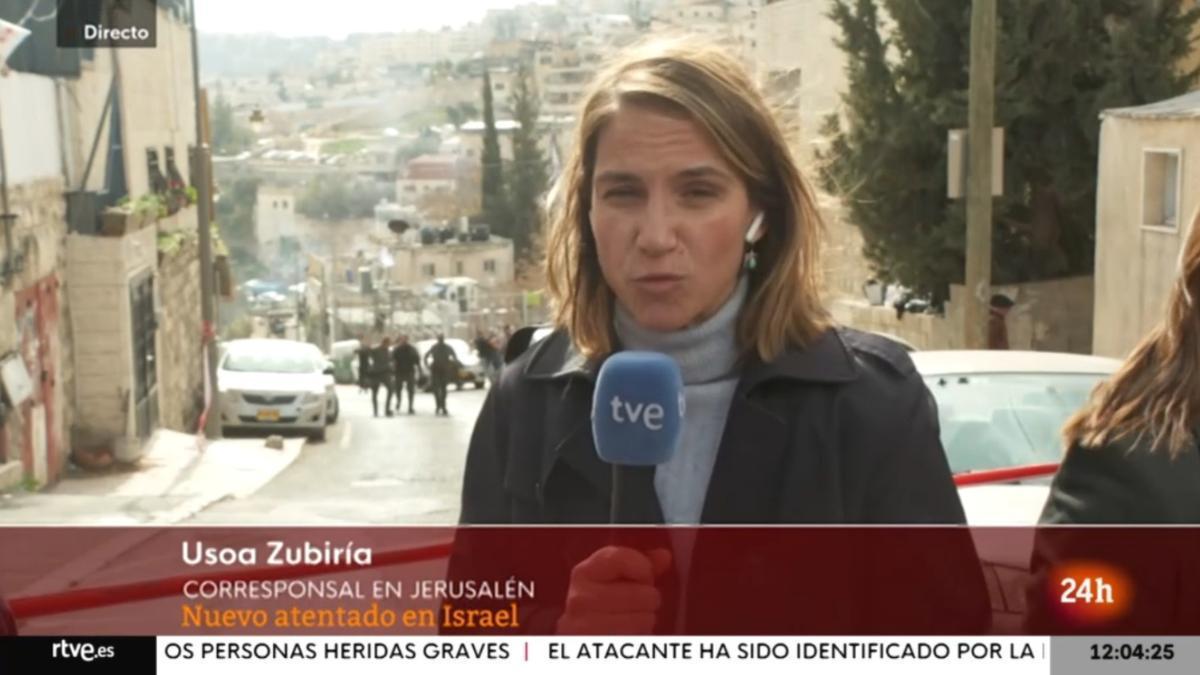 Usoa Zubiría informando de los ataques en Israel