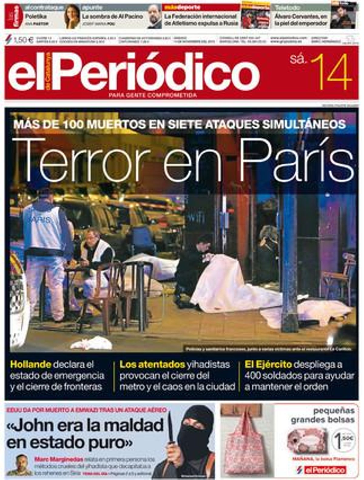 Portada de la edición del 14 de noviembre. Portada de la edición del 14 de noviembre.
