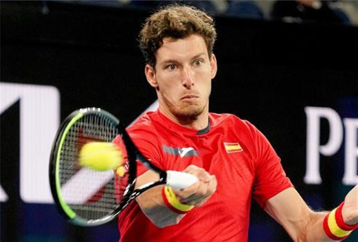 Carreño durante su partido contra Grecia en la ATP Cup. Carreño durante su partido contra Grecia en la ATP Cup.