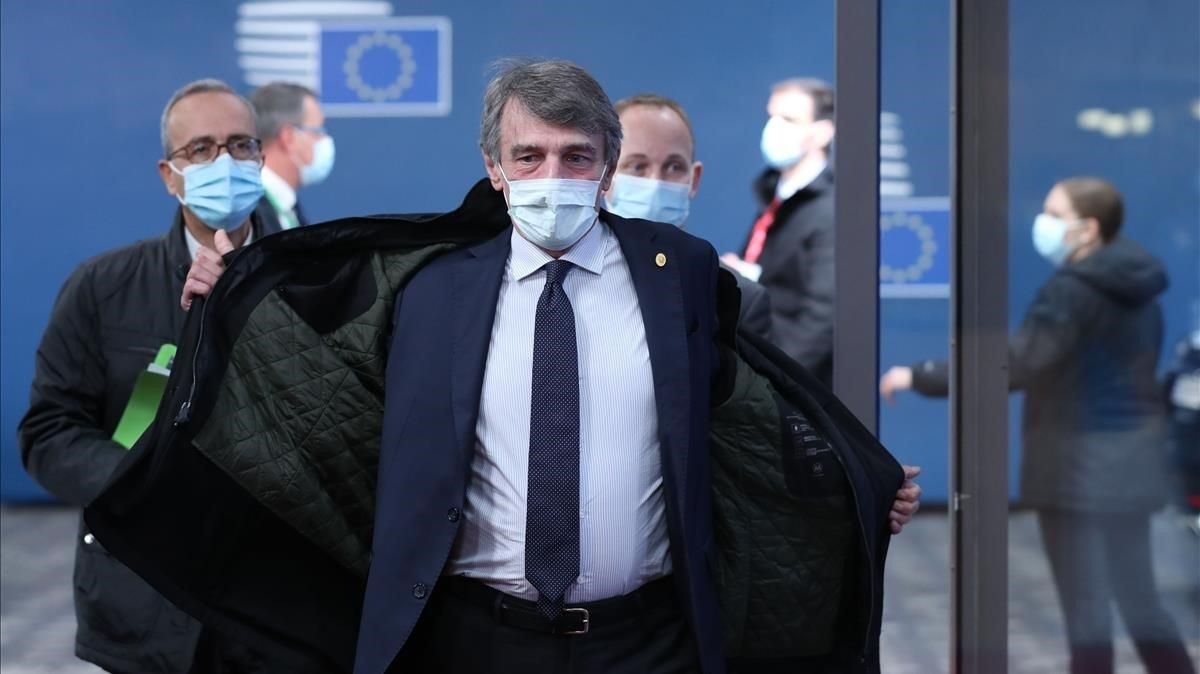 El presidente del Parlamento Europeo, David Sassoli, este jueves en Bruselas. El presidente del Parlamento Europeo, David Sassoli, este jueves en Bruselas.