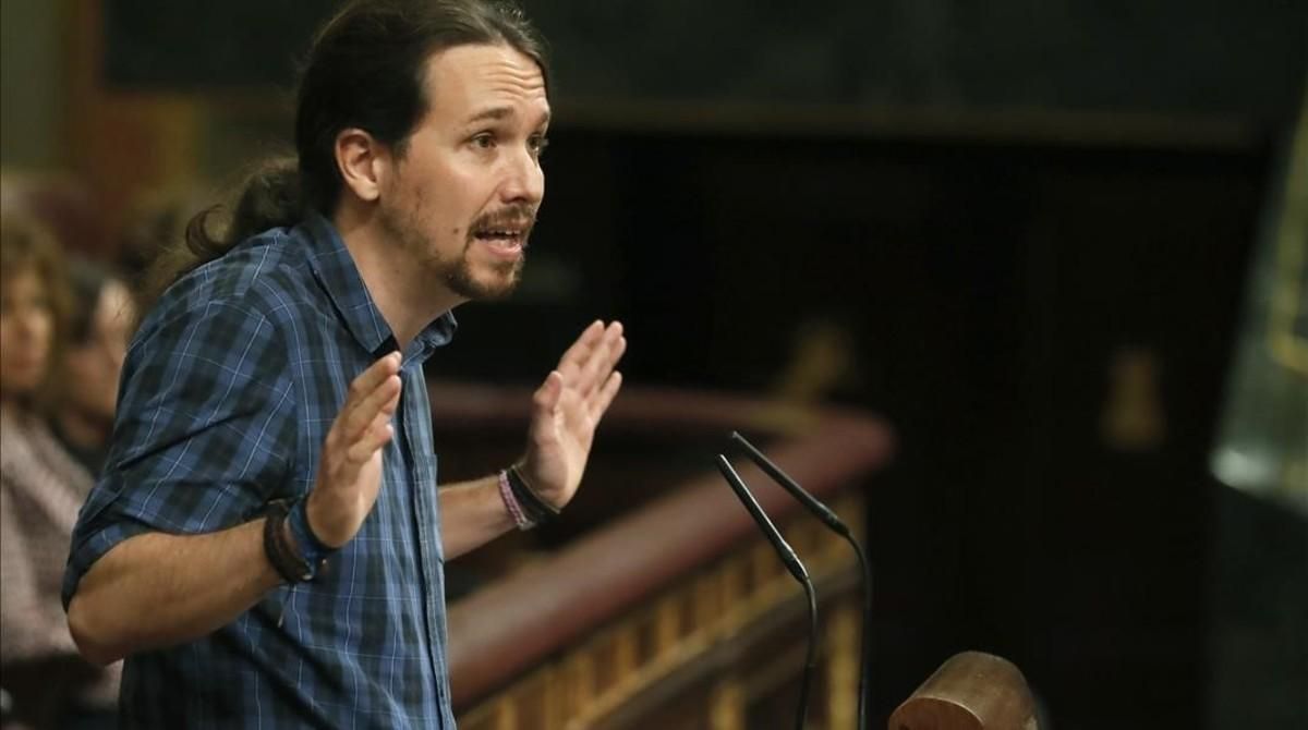 Pablo Iglesias pronuncia su discurso en la investidura de Mariano Rajoy. Pablo Iglesias pronuncia su discurso en la investidura de Mariano Rajoy.