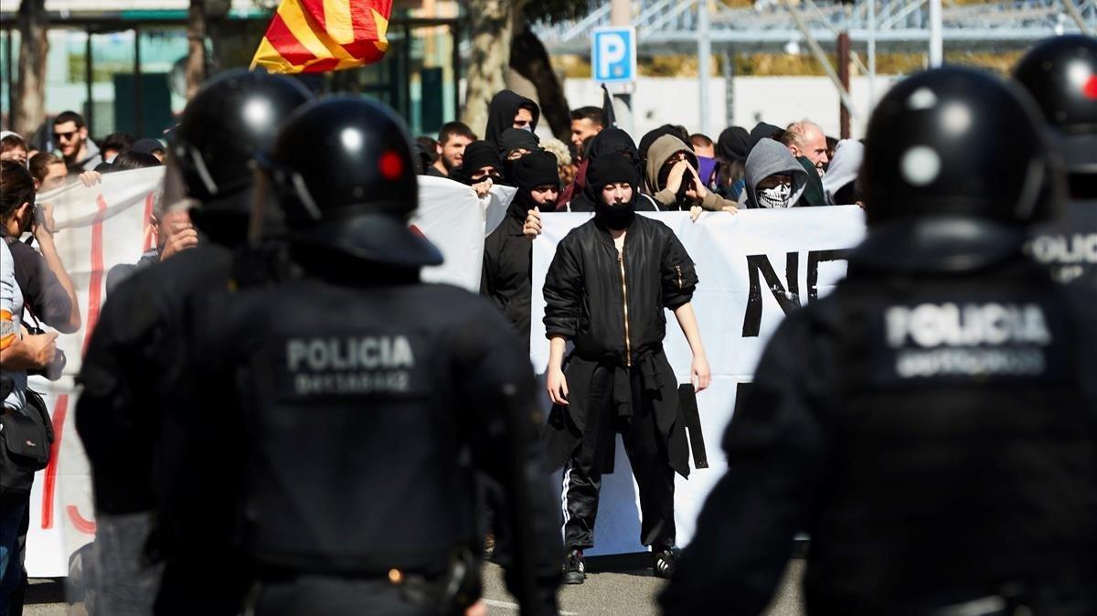 Protesta contra Vox, el sábado en Barcelona.