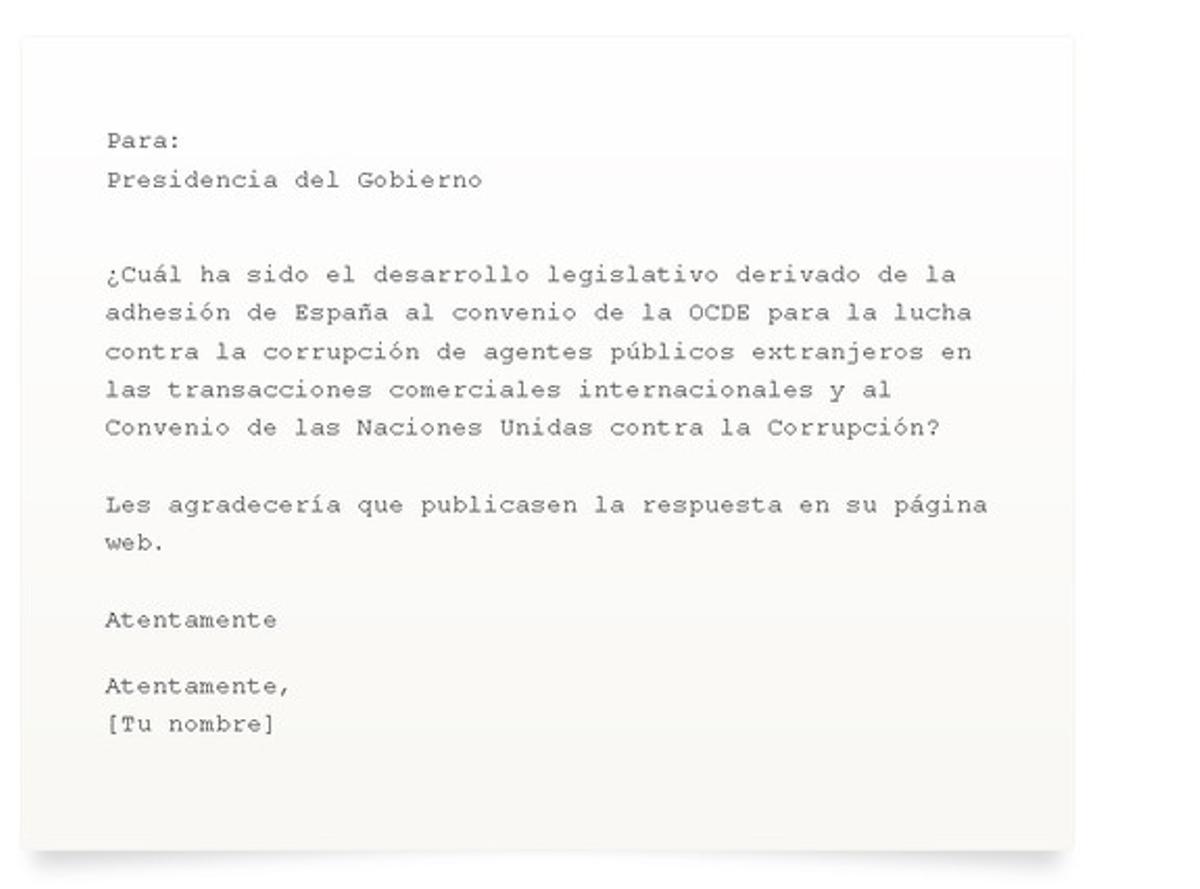 La petición que se enviará al Gobierno La petición que se enviará al Gobierno
