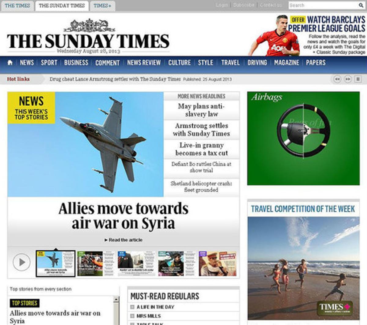 La edición digital del diario ’Sunday Times’.