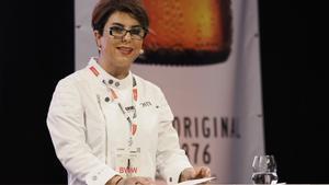 La chef y activista turca Ebru Baybara, durante su intervención en el Gastronomic Forum Barcelona.