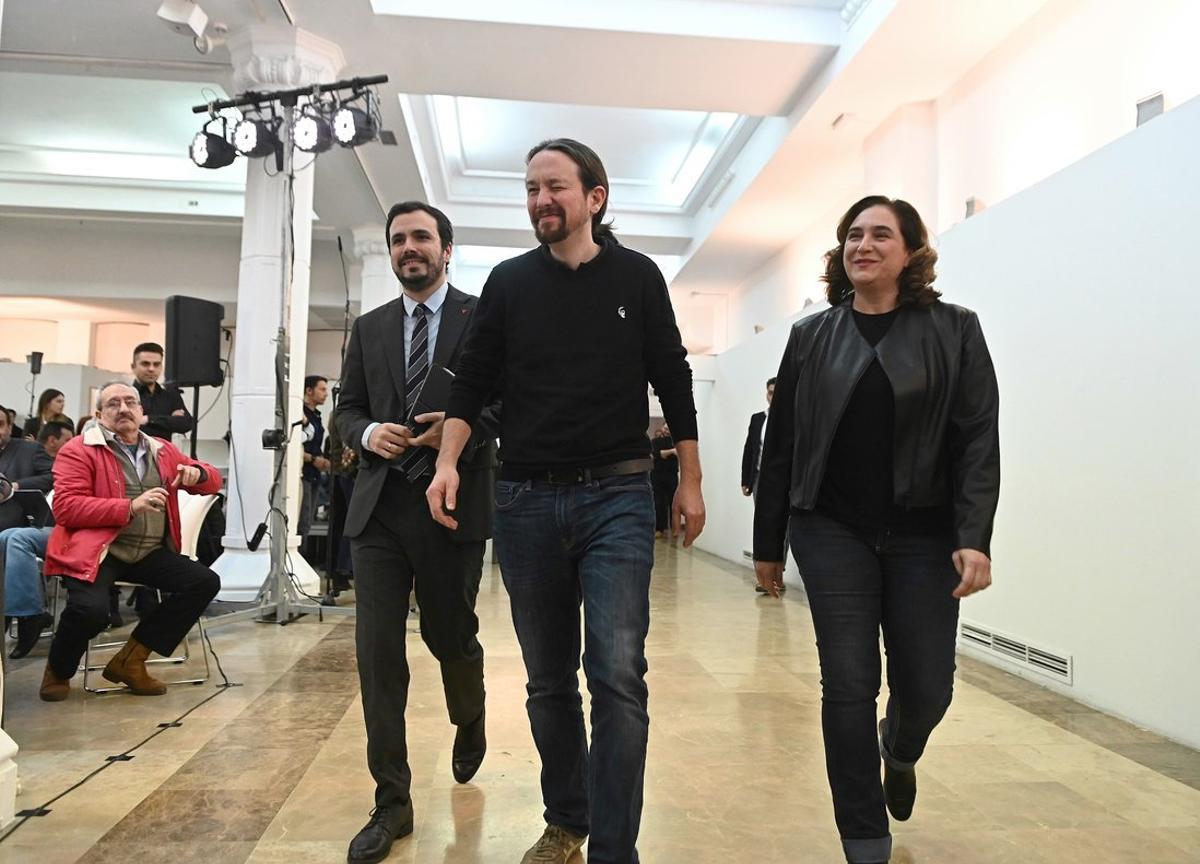 El vicepresidente segundo del Gobierno y secretario general de Podemos, Pablo Iglesias, este sábado en Madrid en un acto con las confluencias de Unidas Podemos.