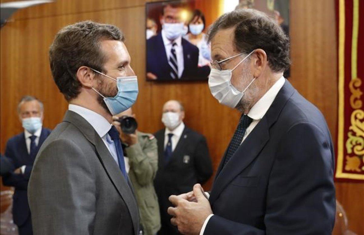 Pablo Casado y Mariano Rajoy, en el Parlamento de Galicia Pablo Casado y Mariano Rajoy, en el Parlamento de Galicia