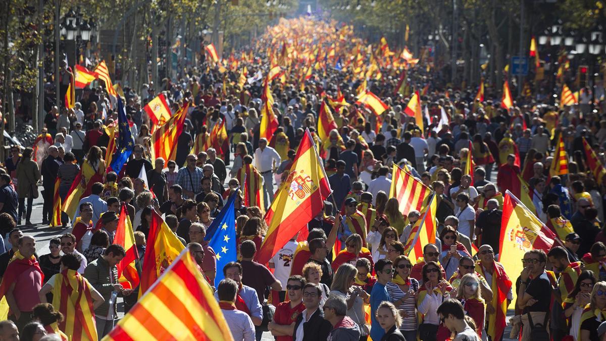 Manifestación de SCC en el Passeig de Gràcia.