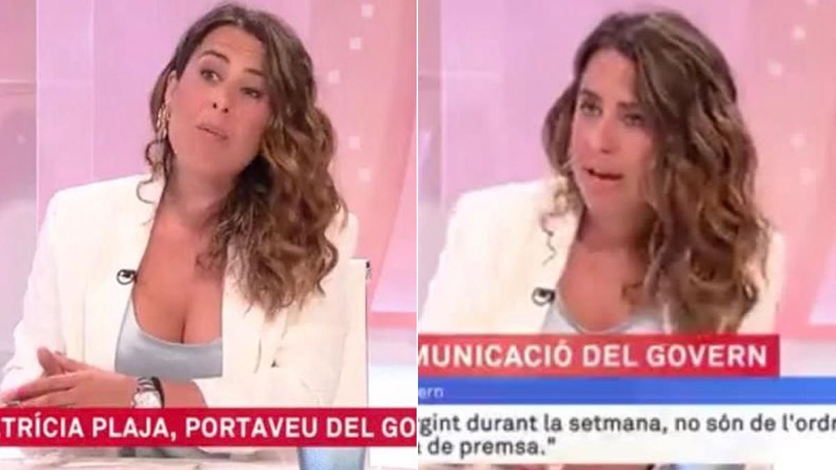 Polémica por la censura al escote de Patrícia Plaja en TV-3. Polémica por la censura al escote de Patrícia Plaja en TV-3.