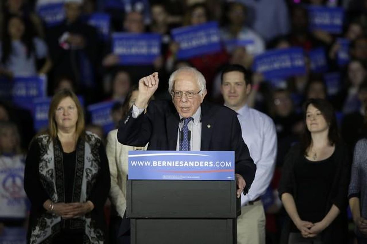 El candidato demócrata Bernie Sanders, durante la noche electoral. El candidato demócrata Bernie Sanders, durante la noche electoral.