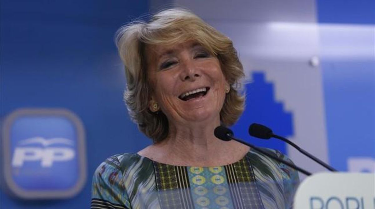 Esperanza Aguirre, en su rueda de prensa de valoración del 24-M, este miércoles, 26 de mayo. Esperanza Aguirre, en su rueda de prensa de valoración del 24-M, este miércoles, 26 de mayo.