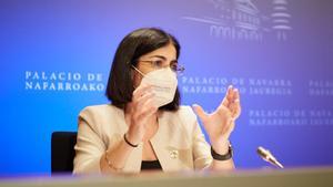 La ministra de Sanidad, Carolina Darias, tras presidir desde Pamplona el pleno telemático del Consejo Interterritorial del Sistema Nacional de Salud, el pasado día 2.
