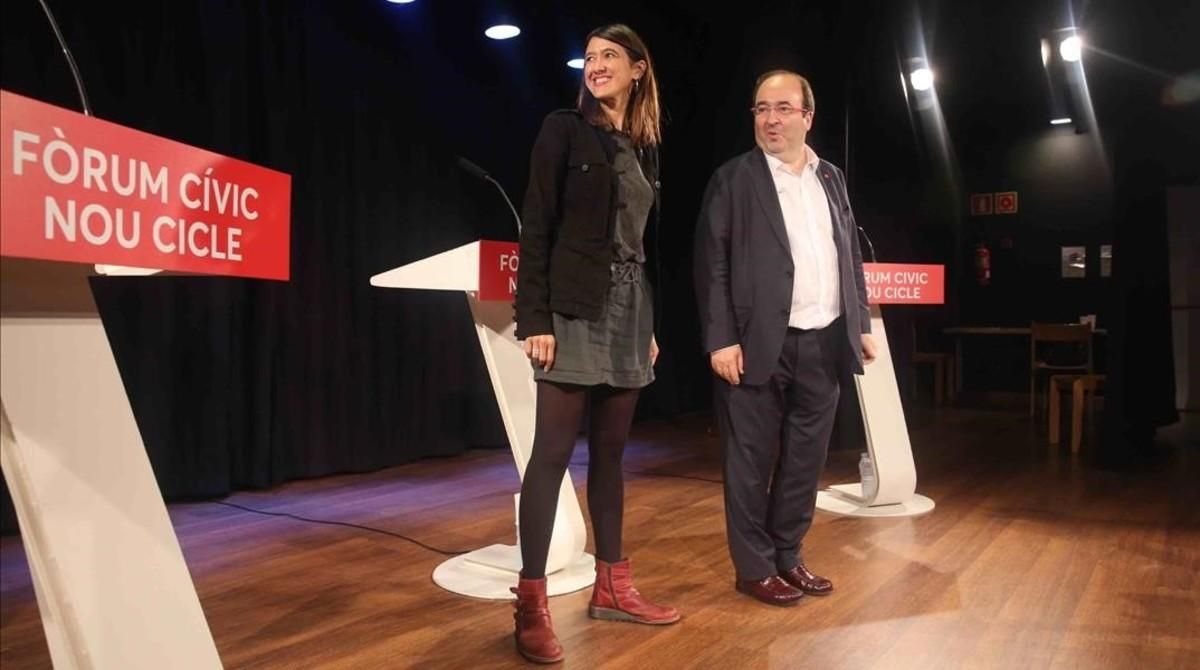 Núria Parlon y Miquel Iceta, el 3 de octubre, en el centro cívico Cotxeres Borrell. Núria Parlon y Miquel Iceta, el 3 de octubre, en el centro cívico Cotxeres Borrell.