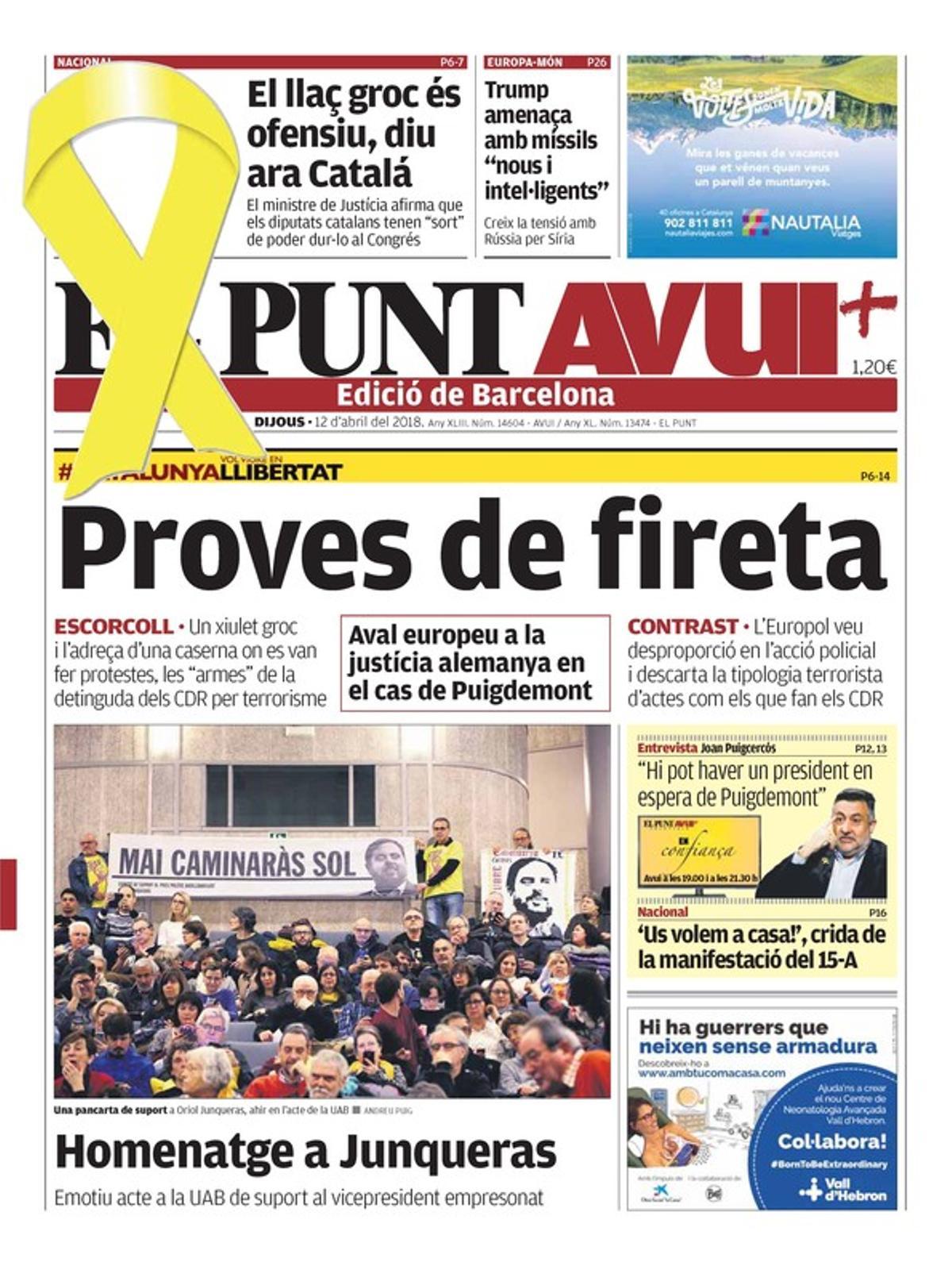 "La fiscalía quiere reclamar ahora a Puigdemont por conspiración" ('Ara')
