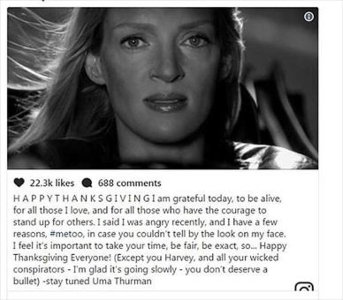 El mensaje de Uma Thurman. El mensaje de Uma Thurman.