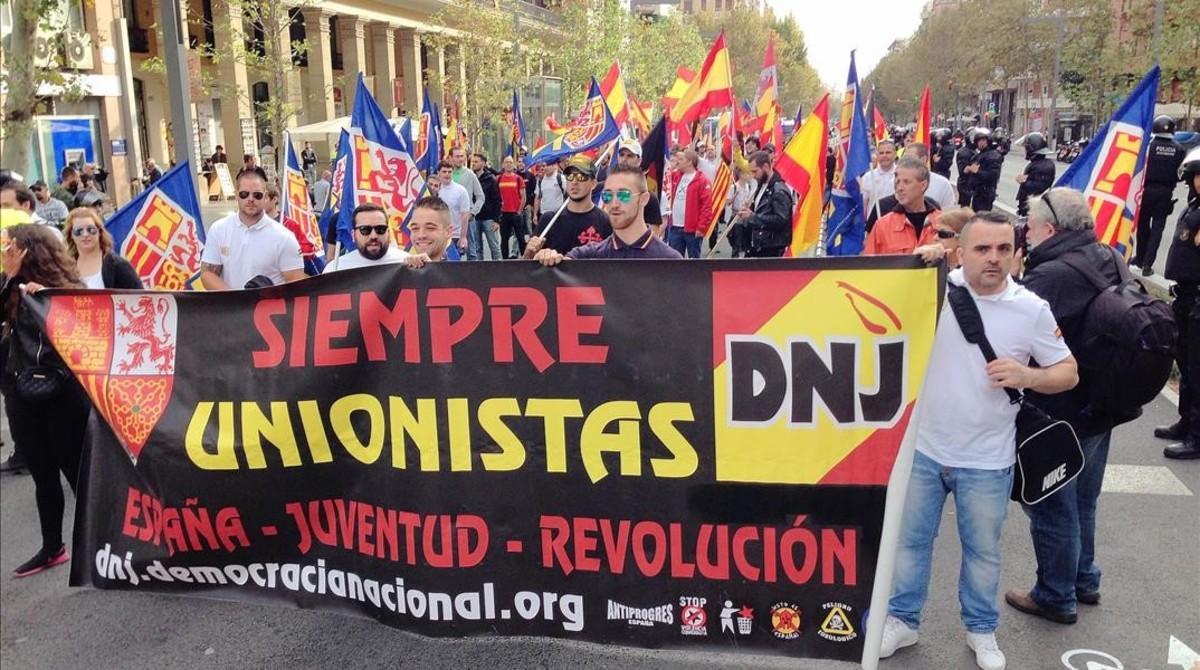 Manifestación fascista del 12 de octubre en Barcelona.