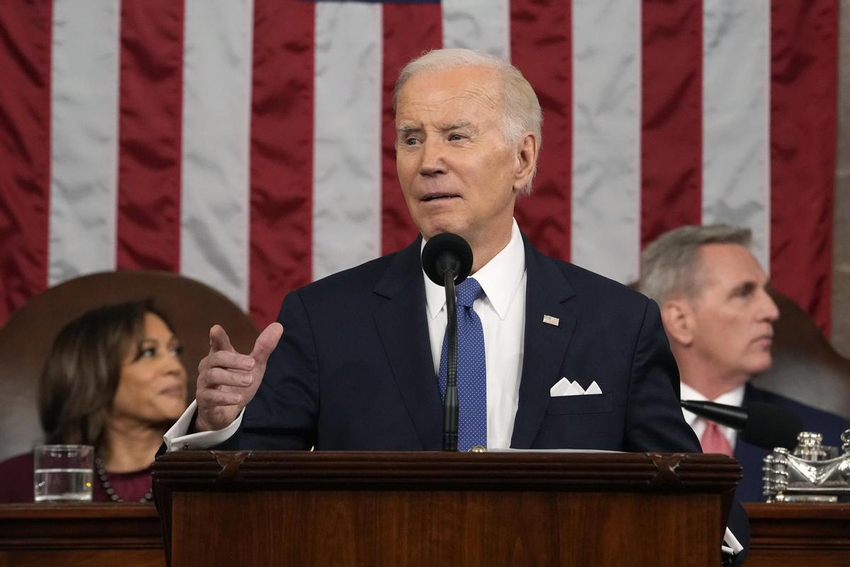 El presidente estadounidense Joe Biden, durante su discurso sobre el Estado de la Unión en el Capitolio, en Washington.