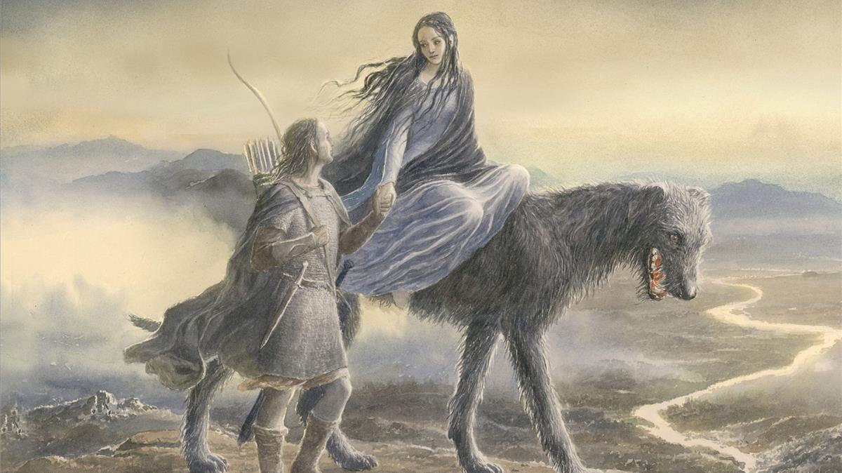 Fragmento de la ilustración de Alan Lee para la portada de ’Beren y Lúthien’, de Tolkien. 