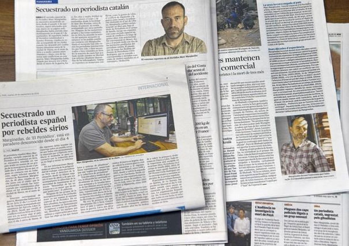 Algunas de las informaciones sobre el secuestro de Marginedas publicadas en los diarios de este martes. Algunas de las informaciones sobre el secuestro de Marginedas publicadas en los diarios de este martes.