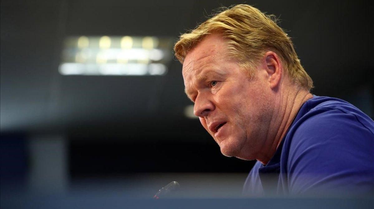 Koeman, en la conferencia de prensa telemática que ofreció antes del duelo con el Atlético. Koeman, en la conferencia de prensa telemática que ofreció antes del duelo con el Atlético.