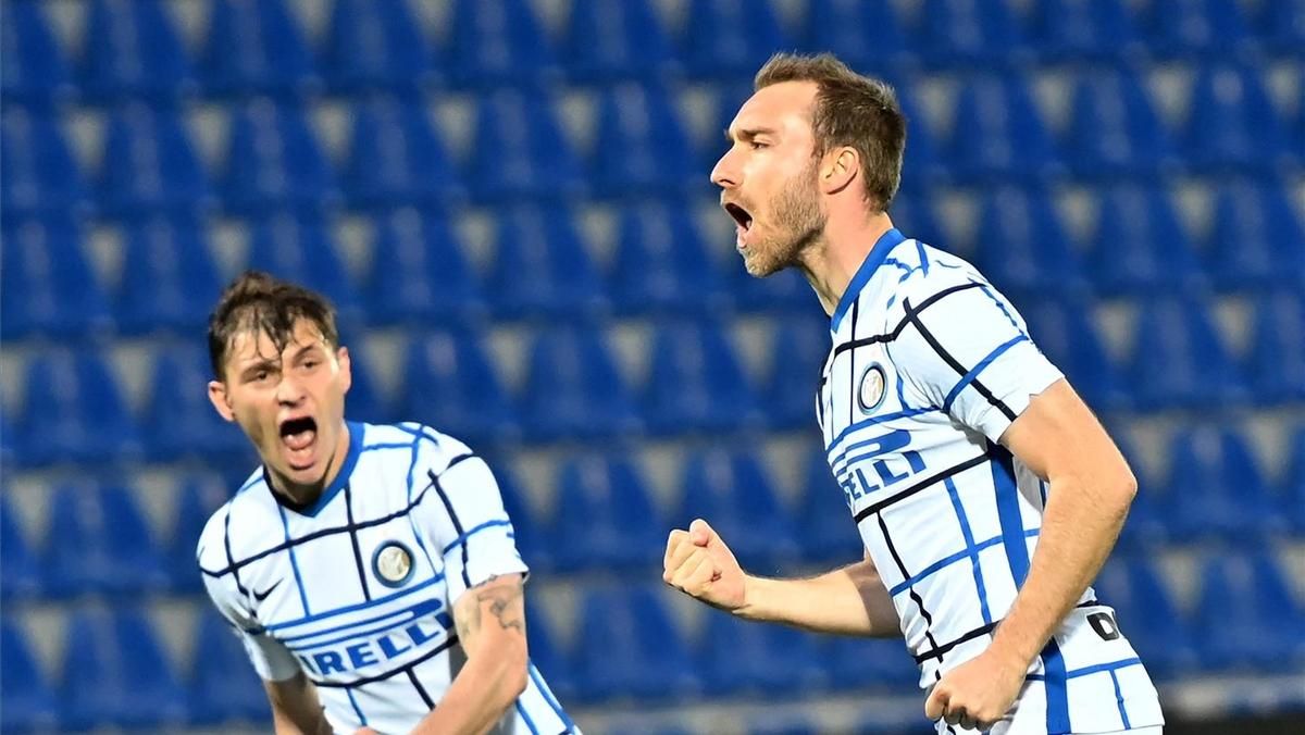 Eriksen celebra su gol al Crotone. Eriksen celebra su gol al Crotone.