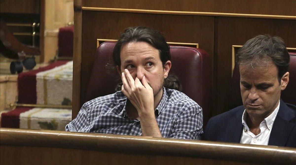 Pablo Iglesias, en el debate de investidura de Pedro Sánchez. Pablo Iglesias, en el debate de investidura de Pedro Sánchez.