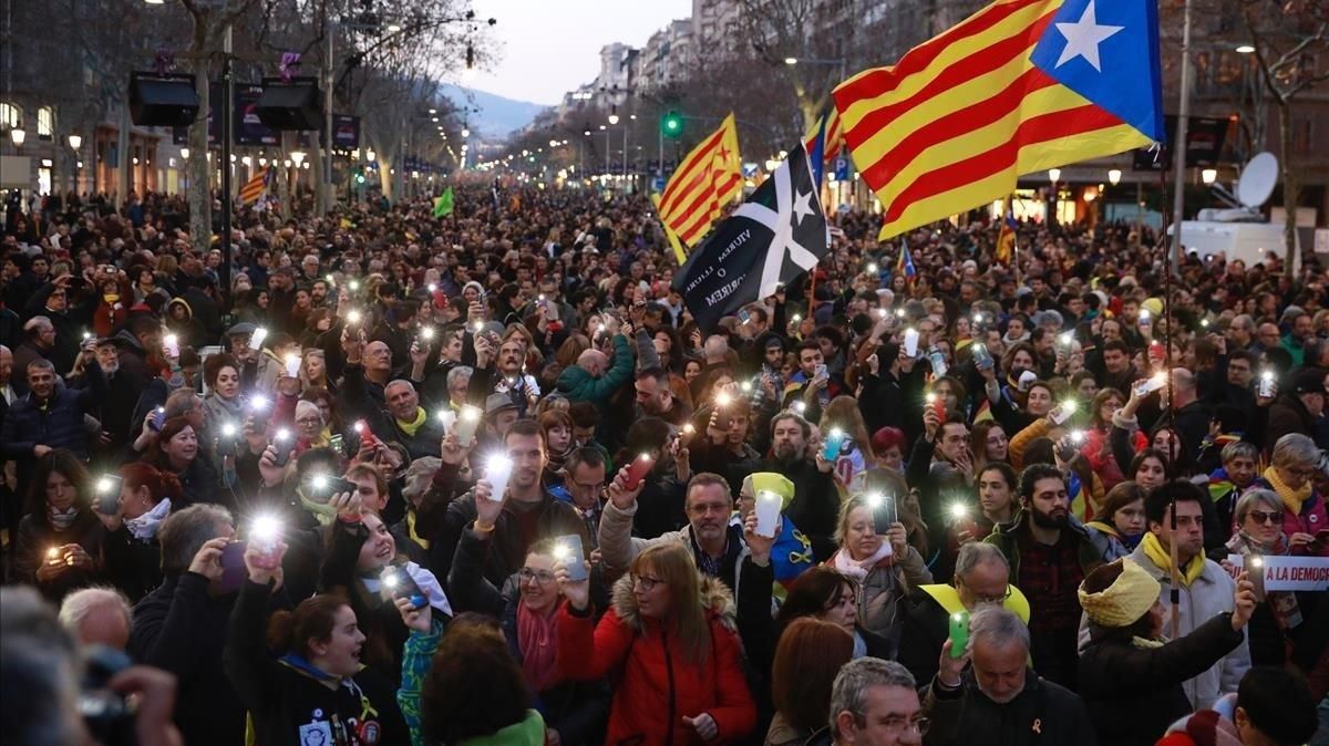 Manifestación contra el juicio del ’procés’ en Barcelona. Manifestación contra el juicio del ’procés’ en Barcelona.