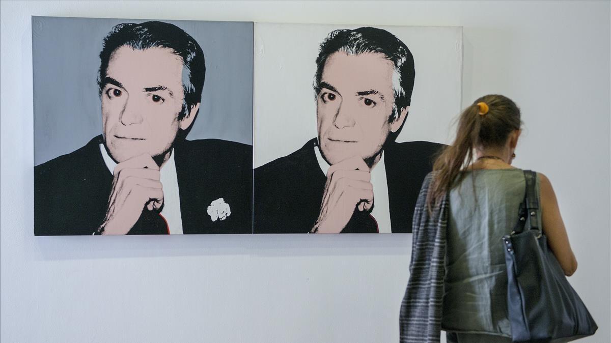 Doble retrato de Vijande, realizado por Andy Warhol en 1983, expuesto en la muestra de la Fundació Suñol. 