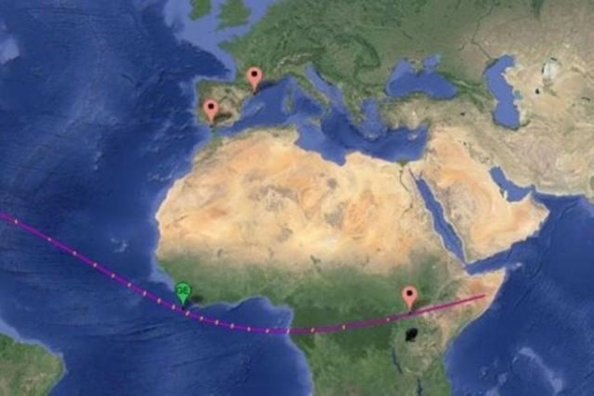Las ciudades de Barcelona, Cádiz y Gulu en el mapa del camino del eclipse. Las ciudades de Barcelona, Cádiz y Gulu en el mapa del camino del eclipse.