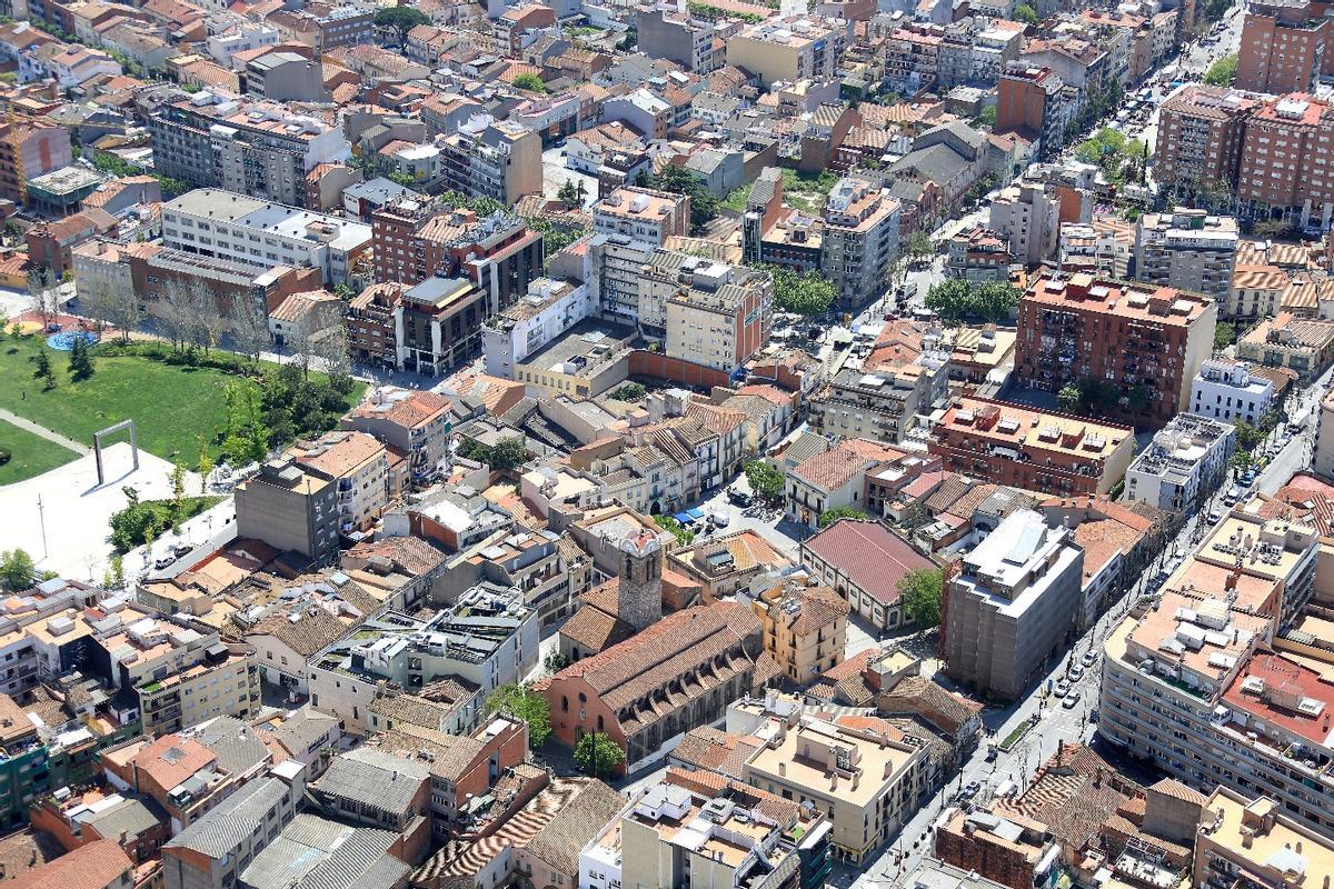 Vista aérea de la iglesia de Sant Vicenç de Mollet.