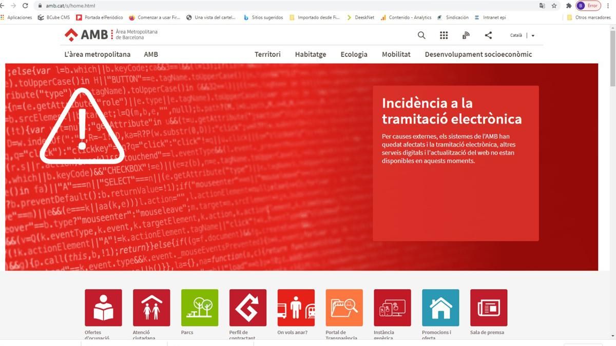 La web de la AMB, inactiva por un ciberataque. La web de la AMB, inactiva por un ciberataque.