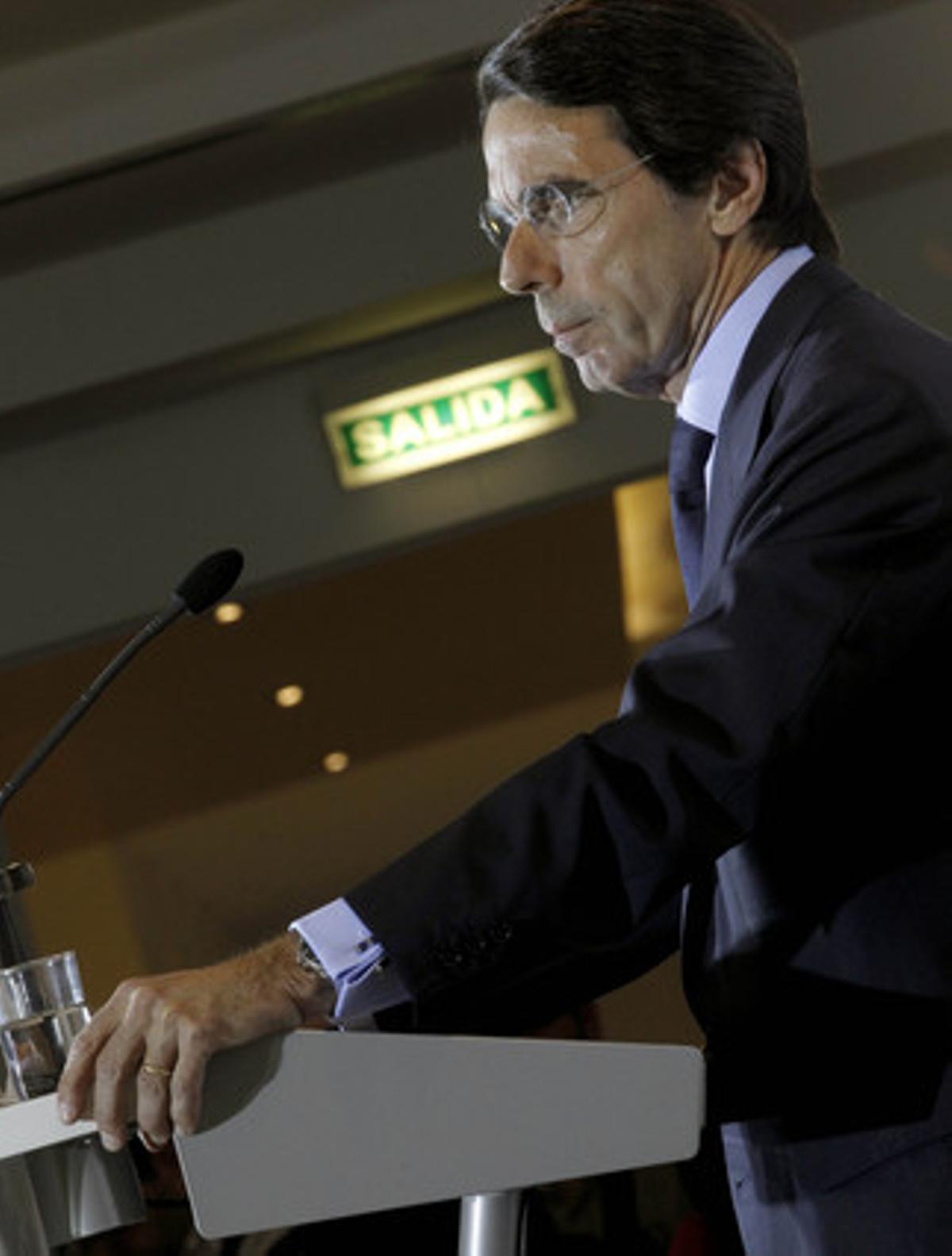 José María Aznar, durante la conferencia que ha pronunciado en el Club Siglo XXI.