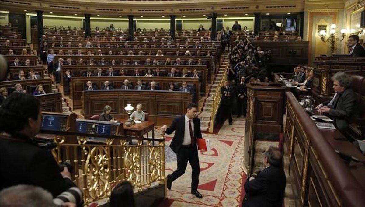 Pedro Sánchez, durante el debate de investidura en el Congreso de los Diputados. Pedro Sánchez, durante el debate de investidura en el Congreso de los Diputados.